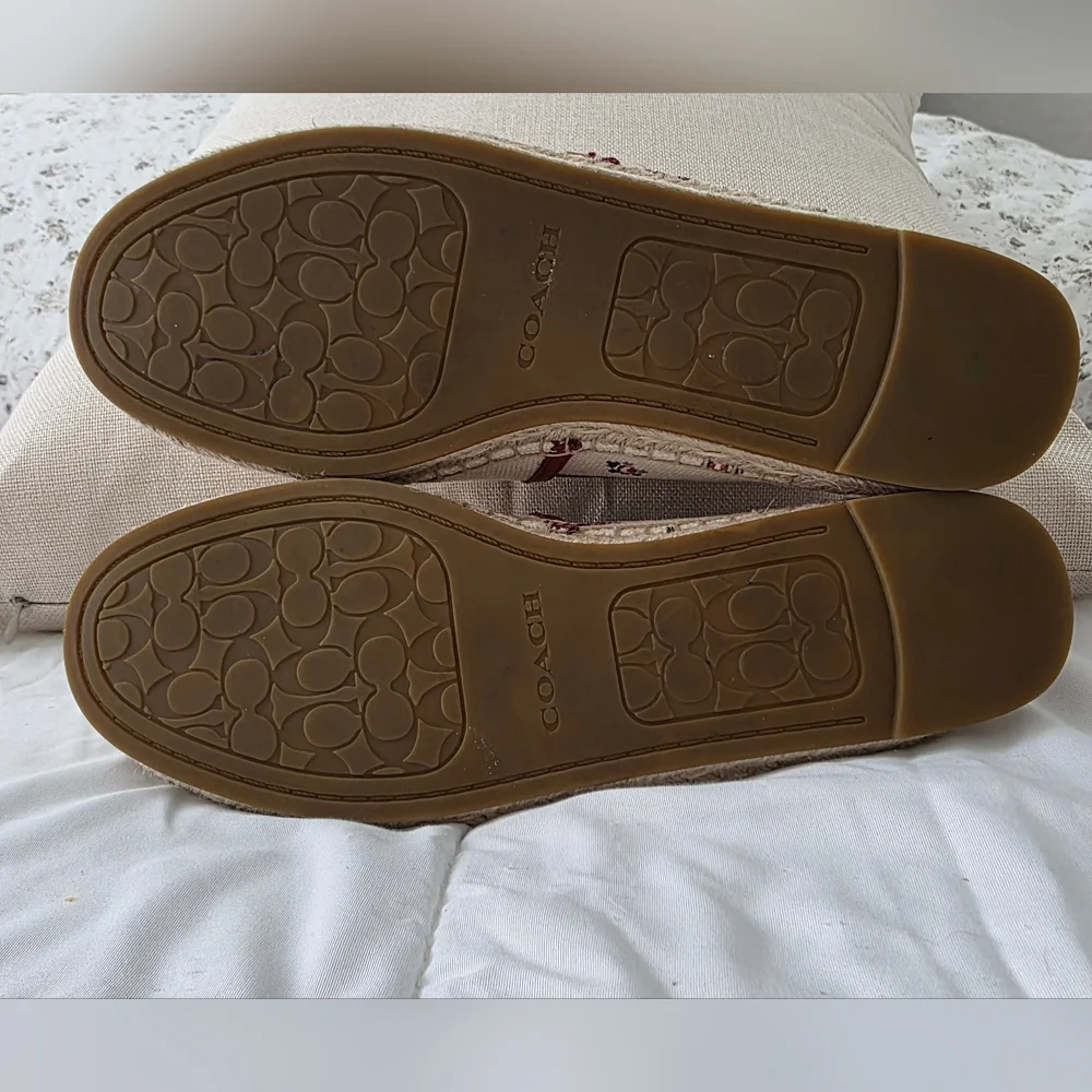 Coach Floral Bloom Espadrilles, Canvas Slip-On, G2172 Chalk-Rare, Size8 Like New